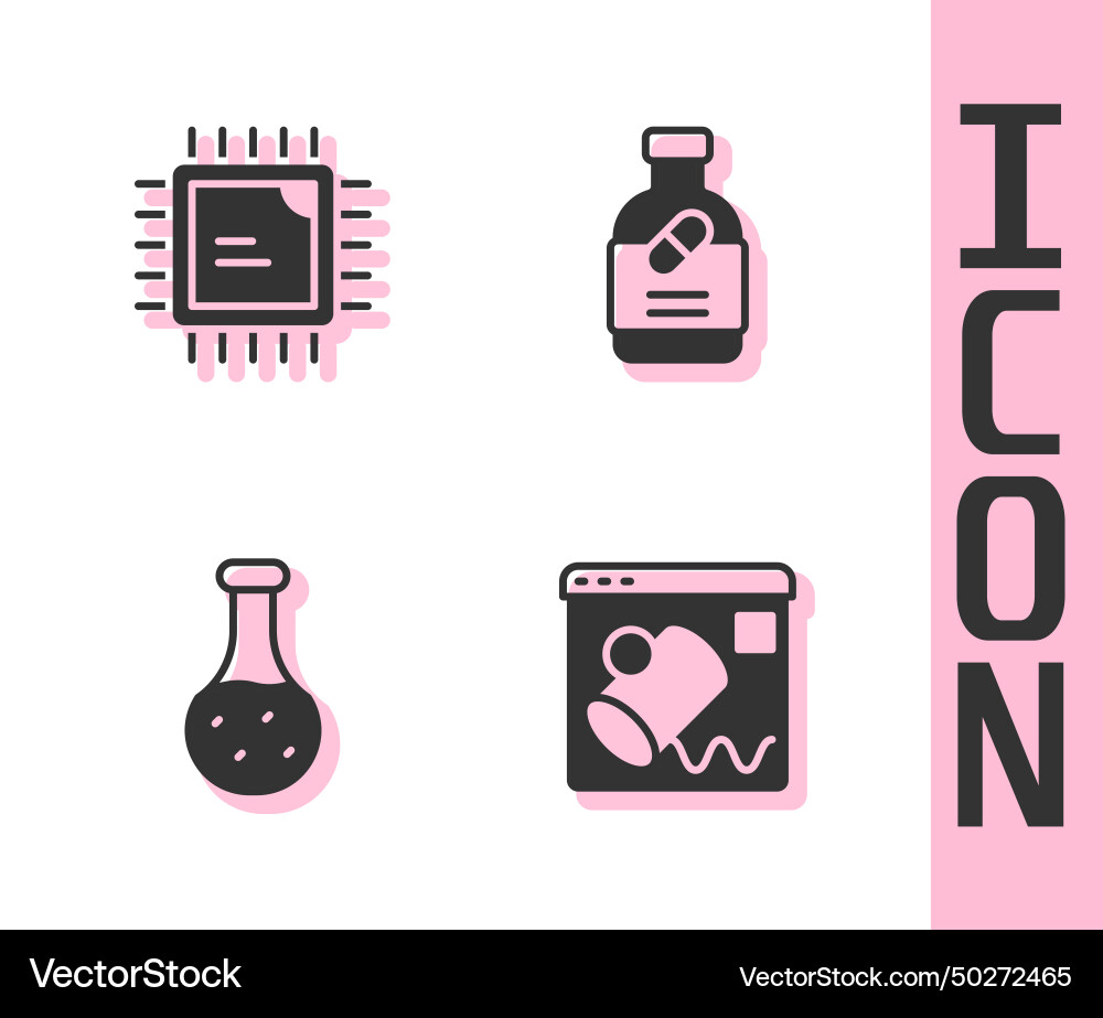 Set data visualisation processor cpu test tube Set data visualisation processor cpu test tube vector image