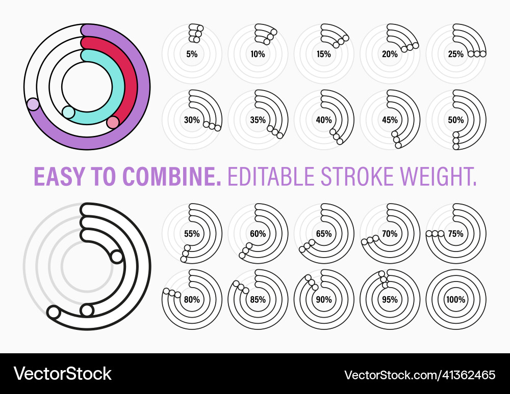 Set of editable trendy line style round Set of editable trendy line style round vector image