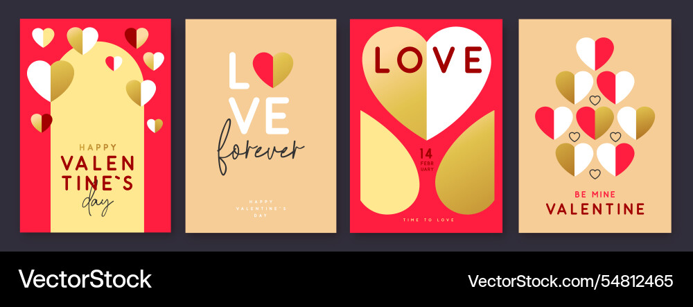 Set of happy valentines day greeting cards Set of happy valentines day greeting cards vector image