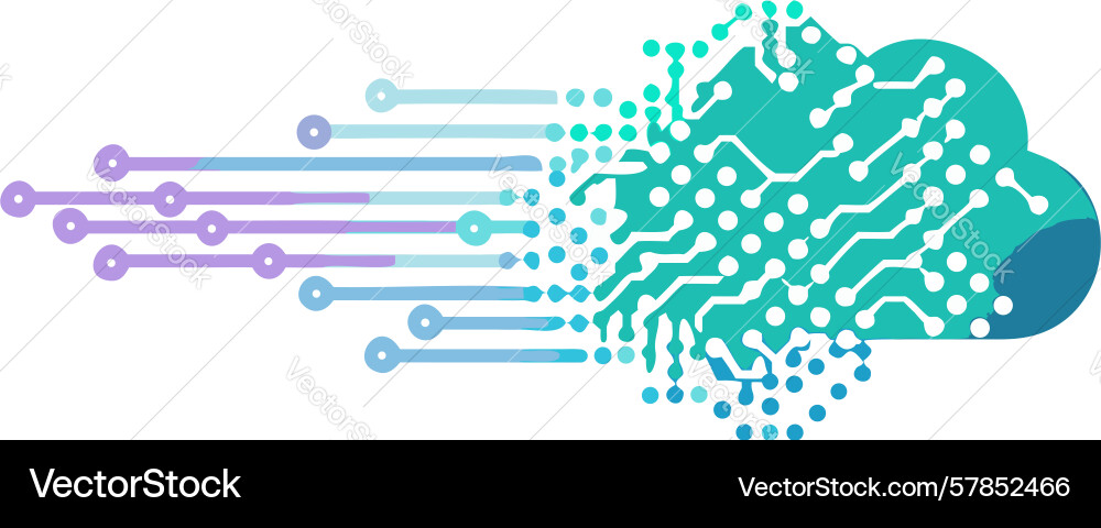 Abstract cloud computing with circuitry design vector image