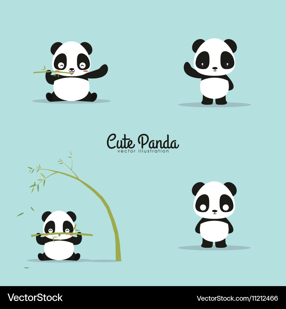 Abstract cute pandas Vector Image