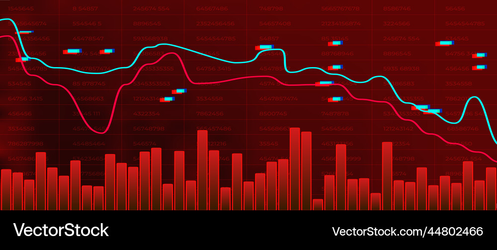 Arrow down graph on red background money losing Arrow down graph on red background money losing Vector Image