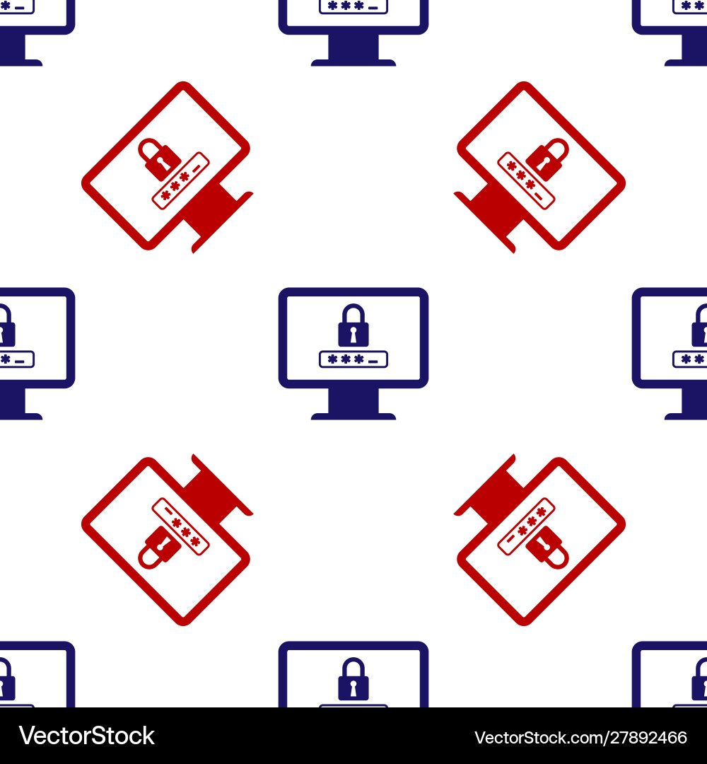 Blue and red monitor with password notification Blue and red monitor with password notification vector image