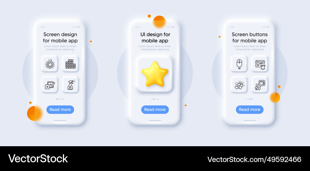 Checkbox gear and wallet line icons pack for web Checkbox gear and wallet line icons pack for web vector image