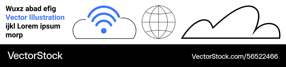 Cloud with wireless signal globe grid and simple vector image