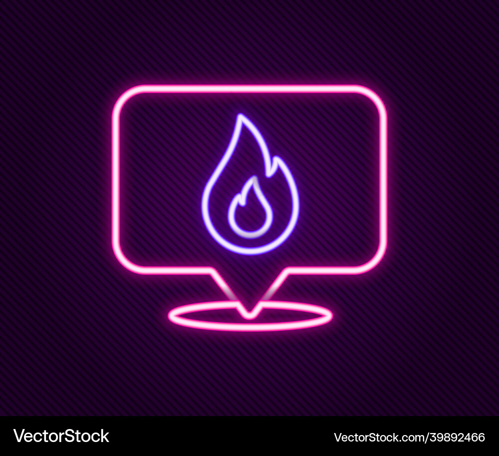 Glowing neon line map pointer with fire flame icon Vector Image