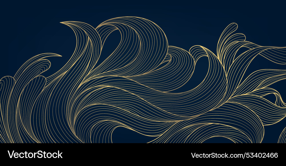 Golden on dark line wave background luxury Golden on dark line wave background luxury vector image