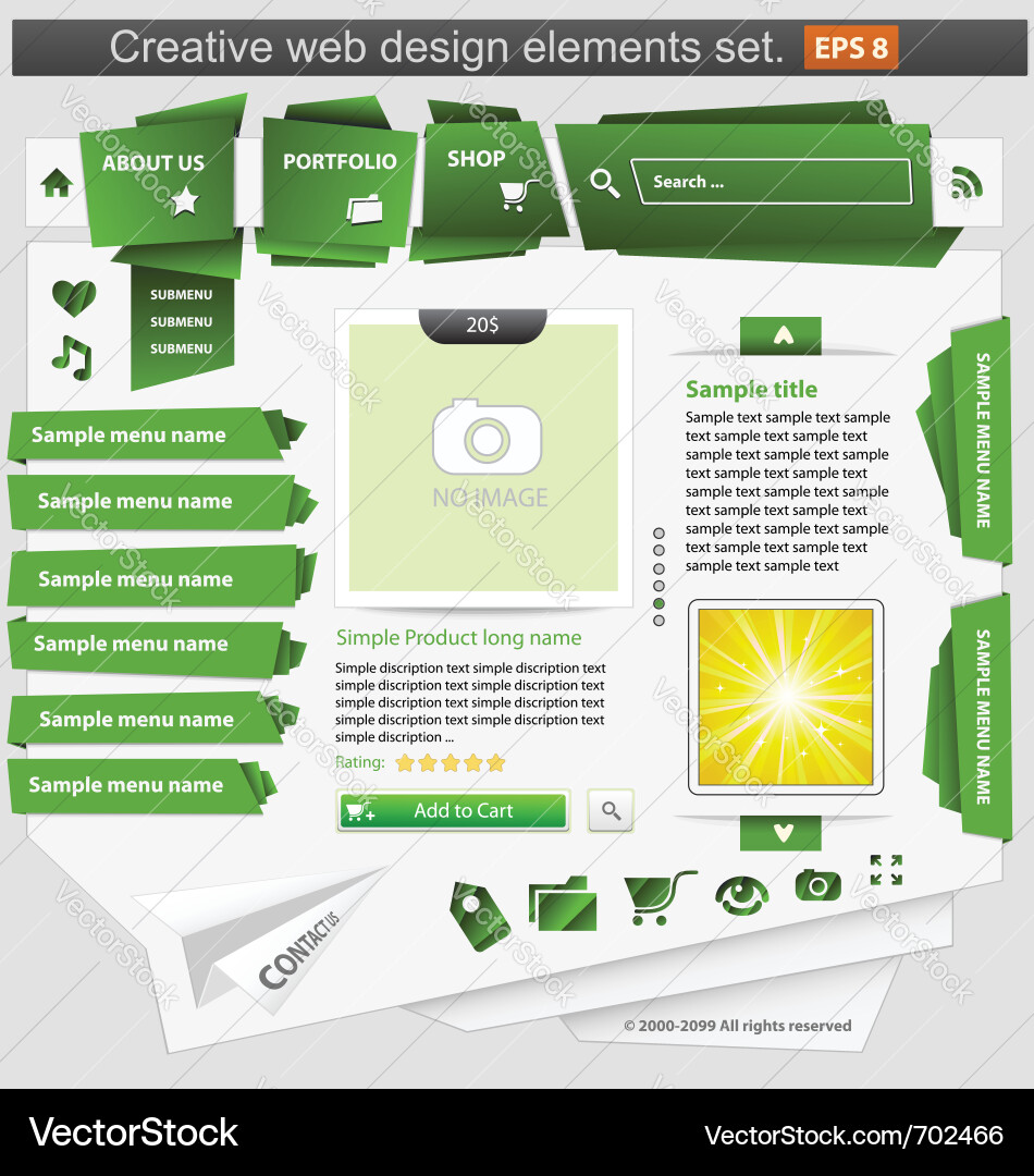 Modern Web Elements - Green & Minimalist Vector Image
