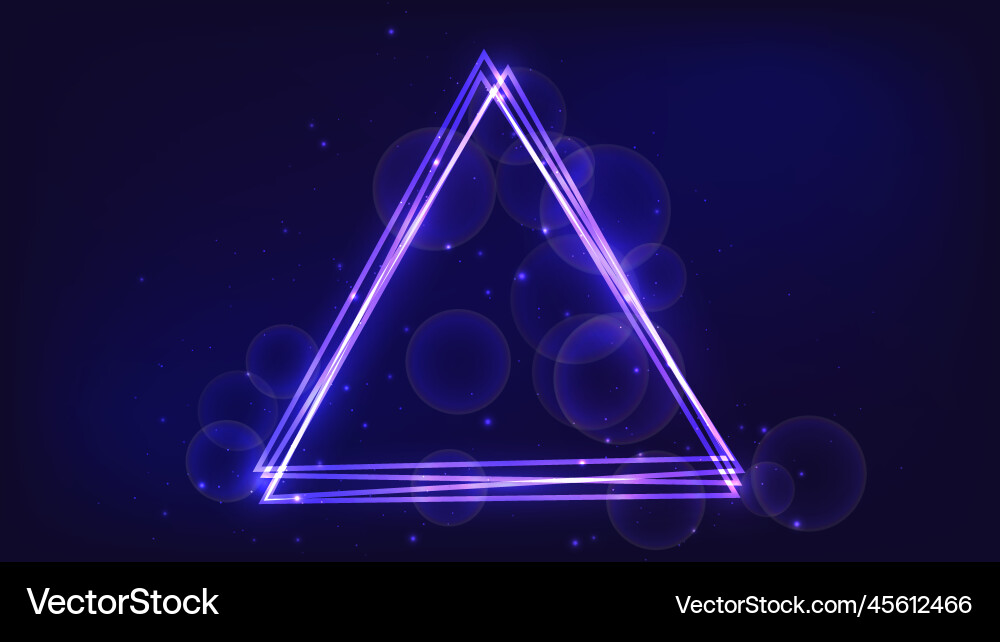 Neon triangular frame with shining effects Neon triangular frame with shining effects vector image