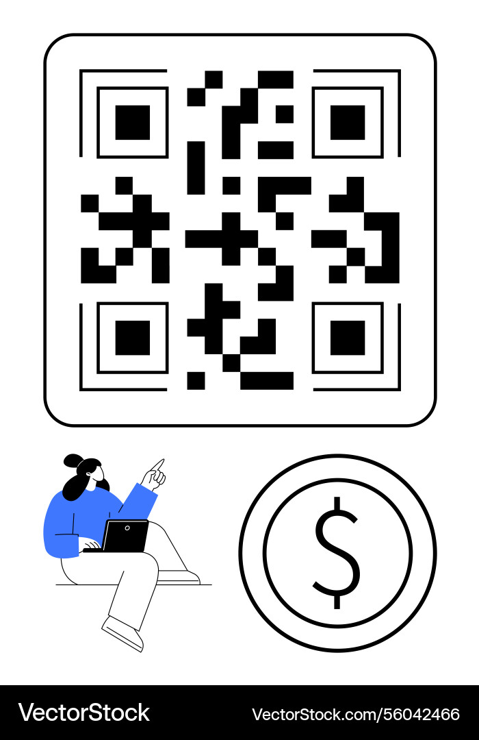 Qr code payment system concept with digital Qr code payment system concept with digital vector image
