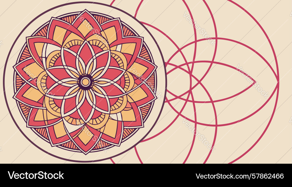 Radiating mandala with circular energy patterns Vector Image