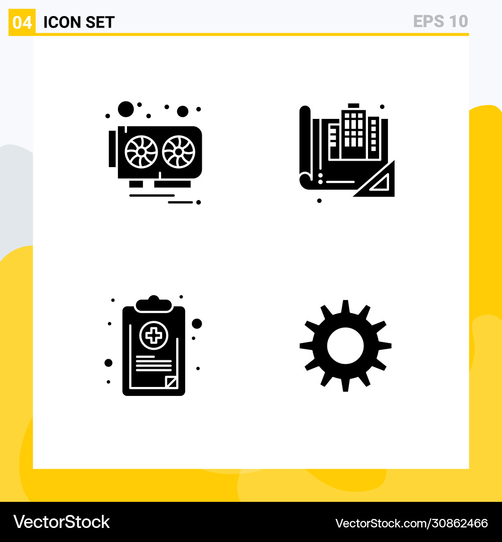 Set 4 solid glyphs on grid for card chart Vector Image
