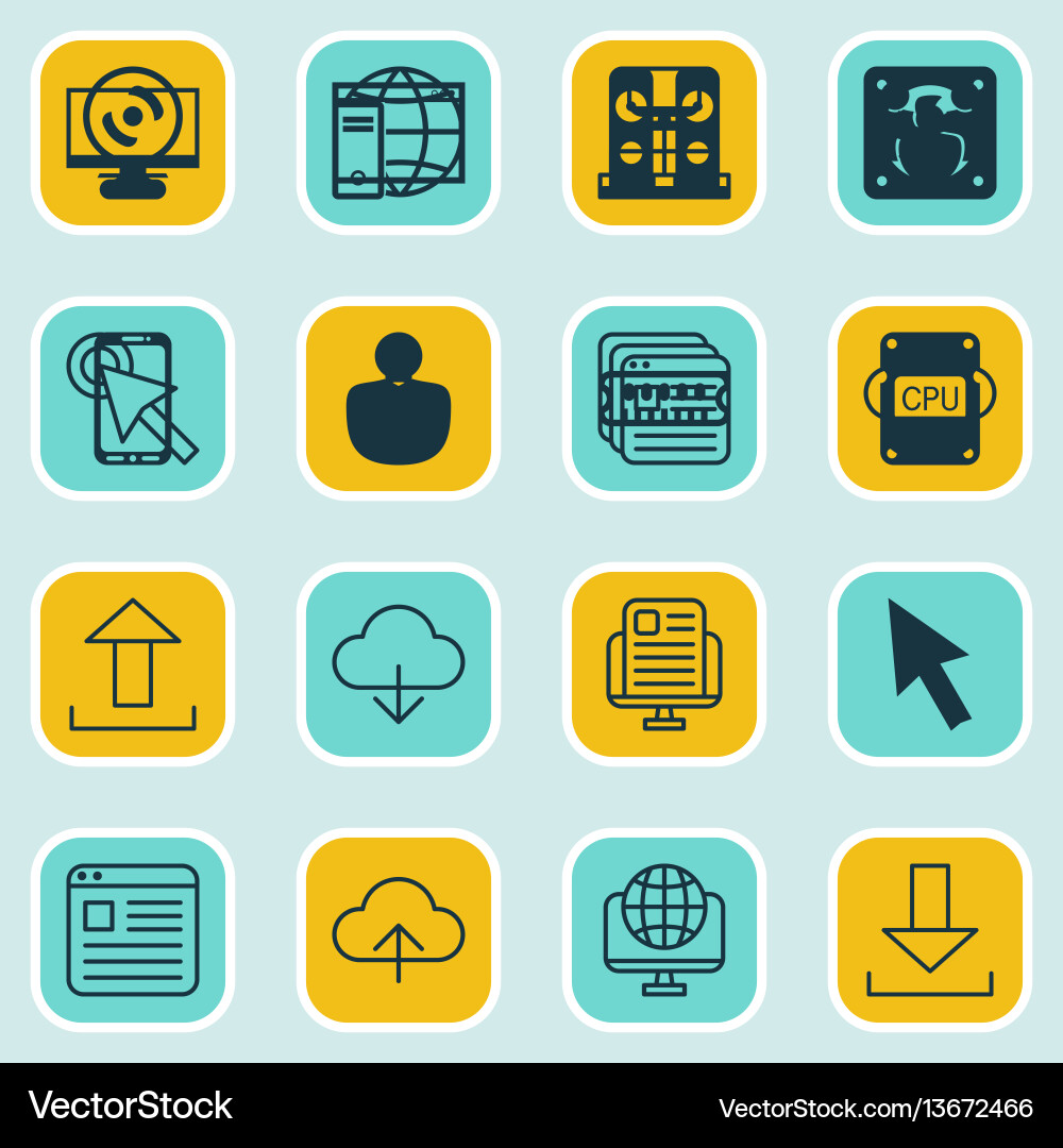 Set of 16 online connection icons includes send Set of 16 online connection icons includes send vector image