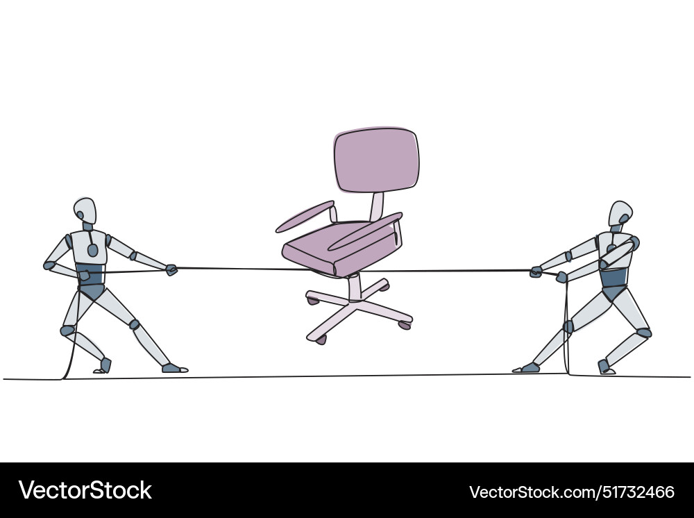 Single continuous line drawing two robots Single continuous line drawing two robots Vector Image