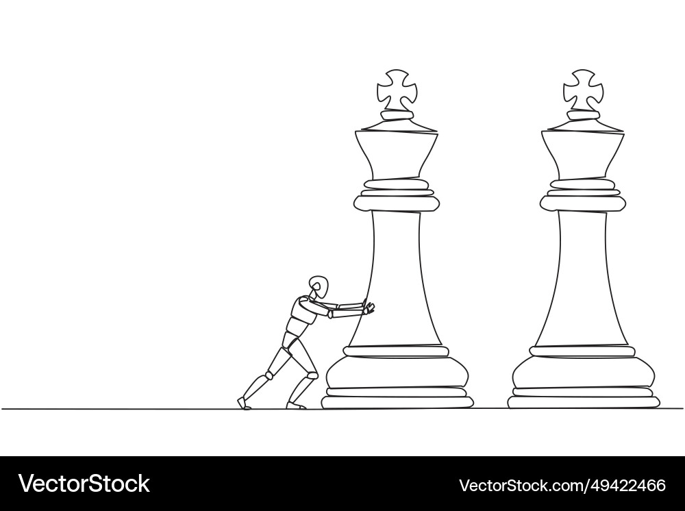 Single one line drawing smart robot newest Vector Image