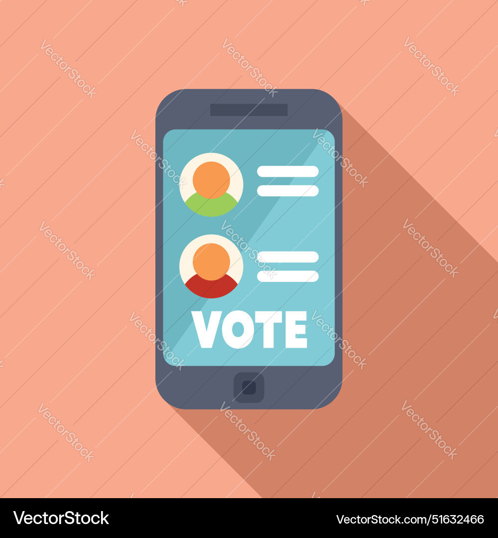 Smartphone showing online voting app with two Smartphone showing online voting app with two vector image