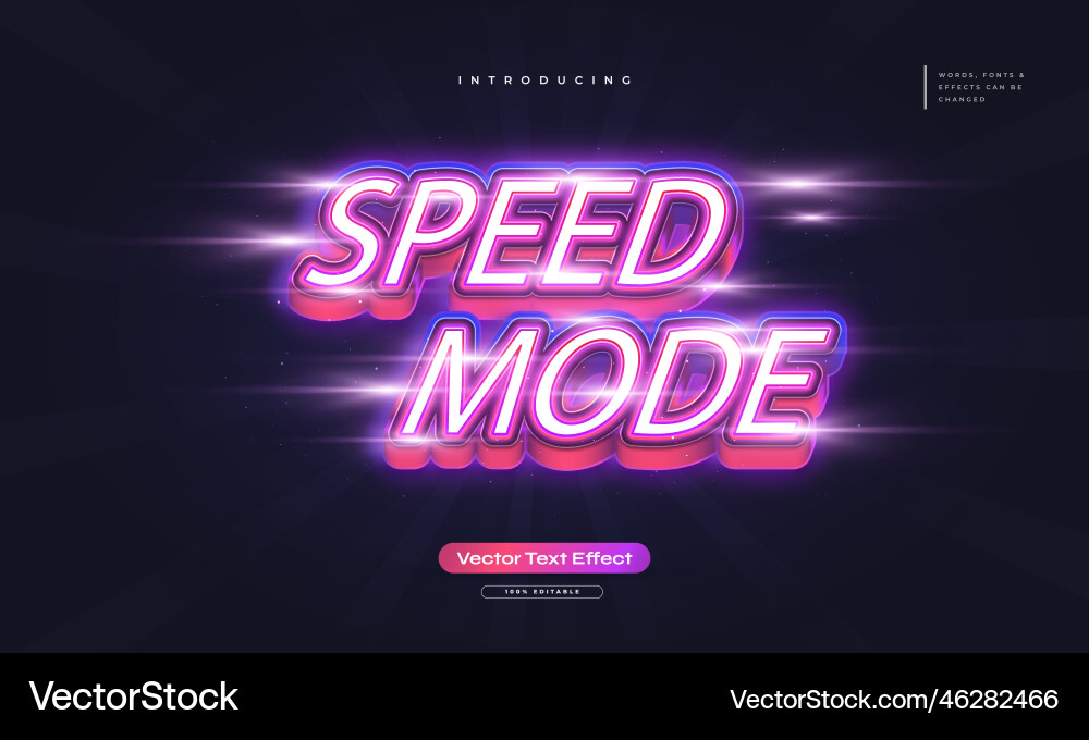 Speed mode text style with colorful neon effect Speed mode text style with colorful neon effect vector image