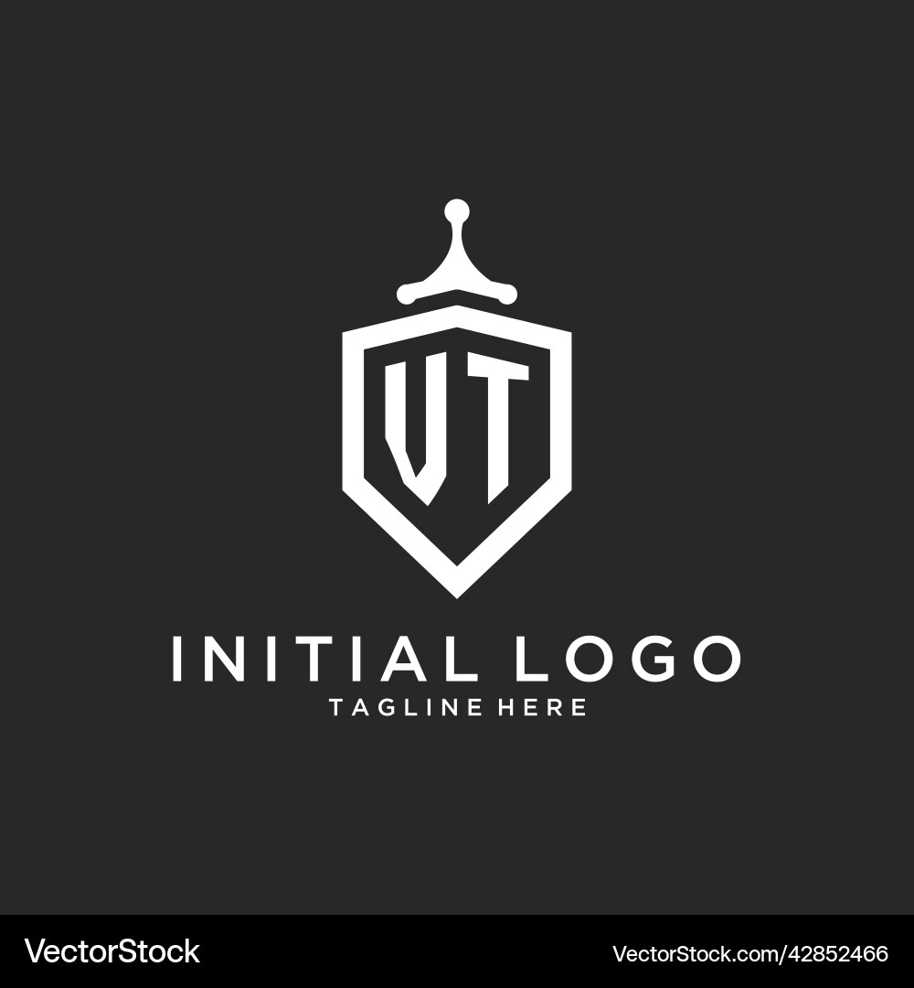Vt monogram logo initial with shield guard shape Vector Image