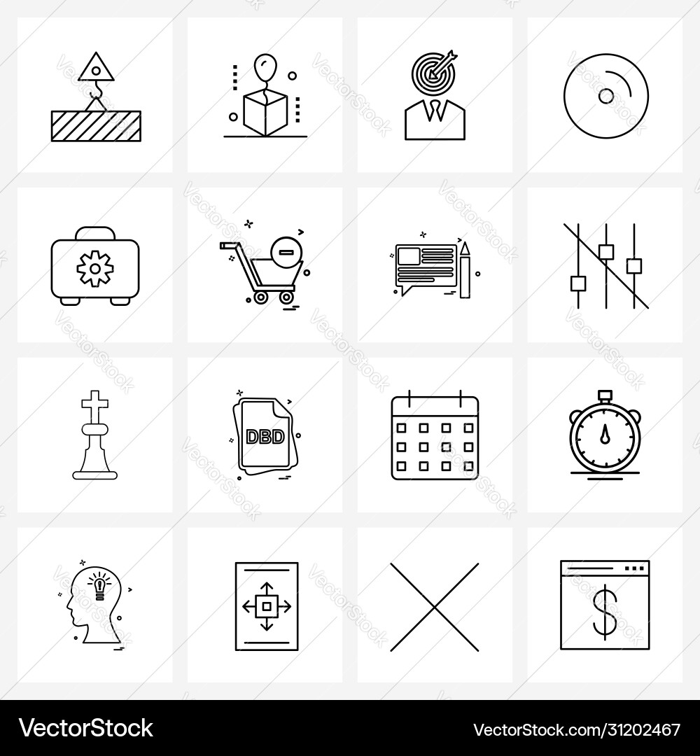16 universal line icons for web and mobile disk Vector Image