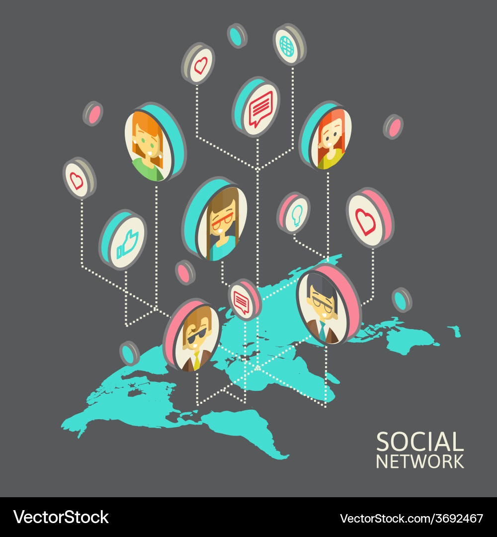 Conceptual image with social networks flat Vector Image