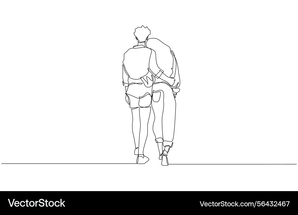 Couple hugging while walking Vector Image