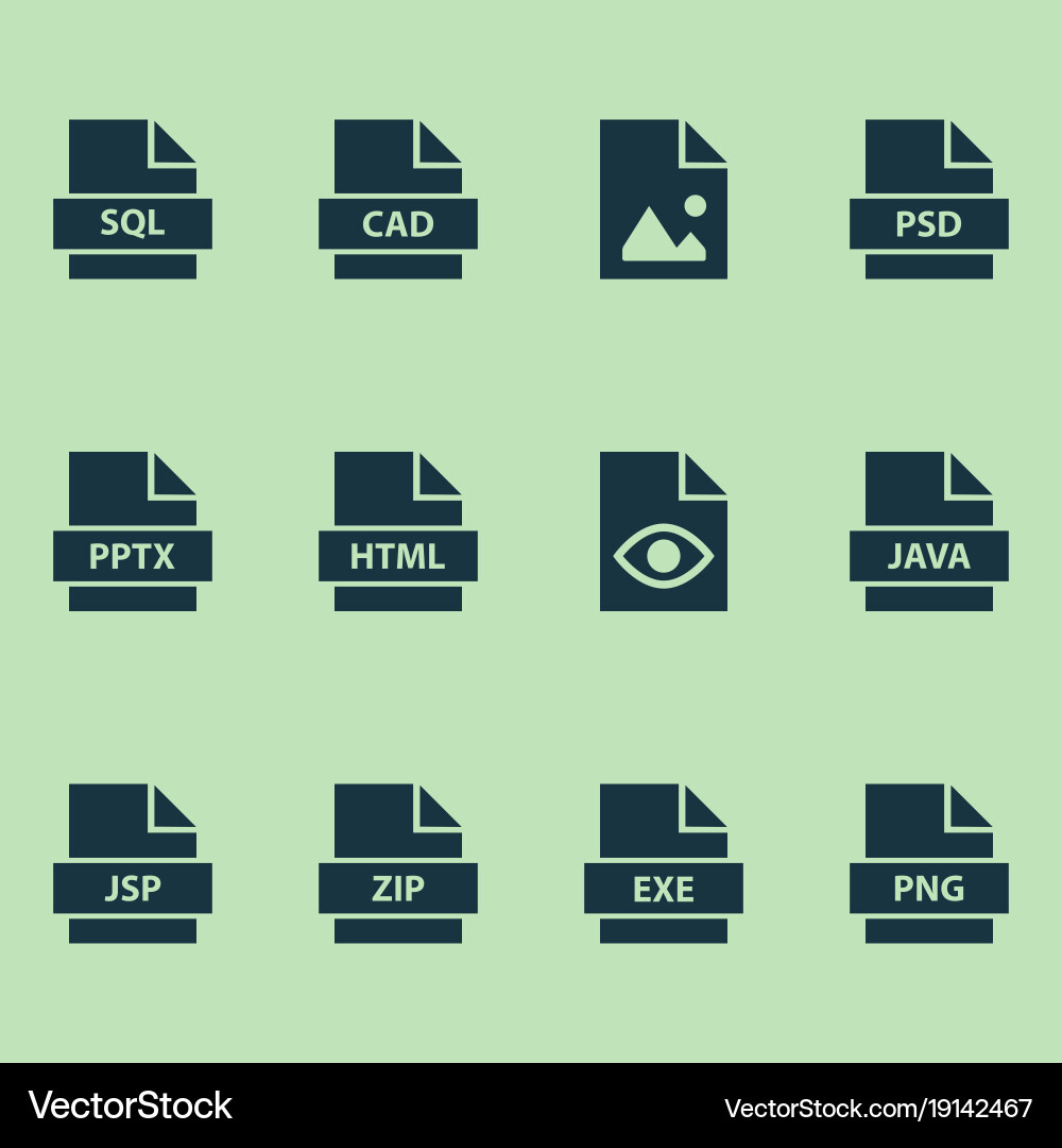 Document icons set with picture database view Vector Image