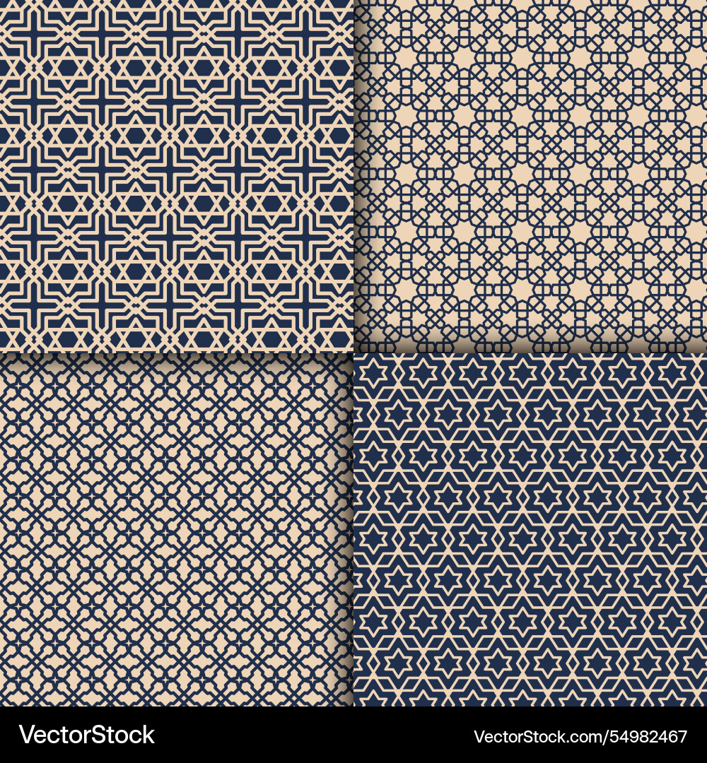 Flat design linear arabic pattern collection vector image
