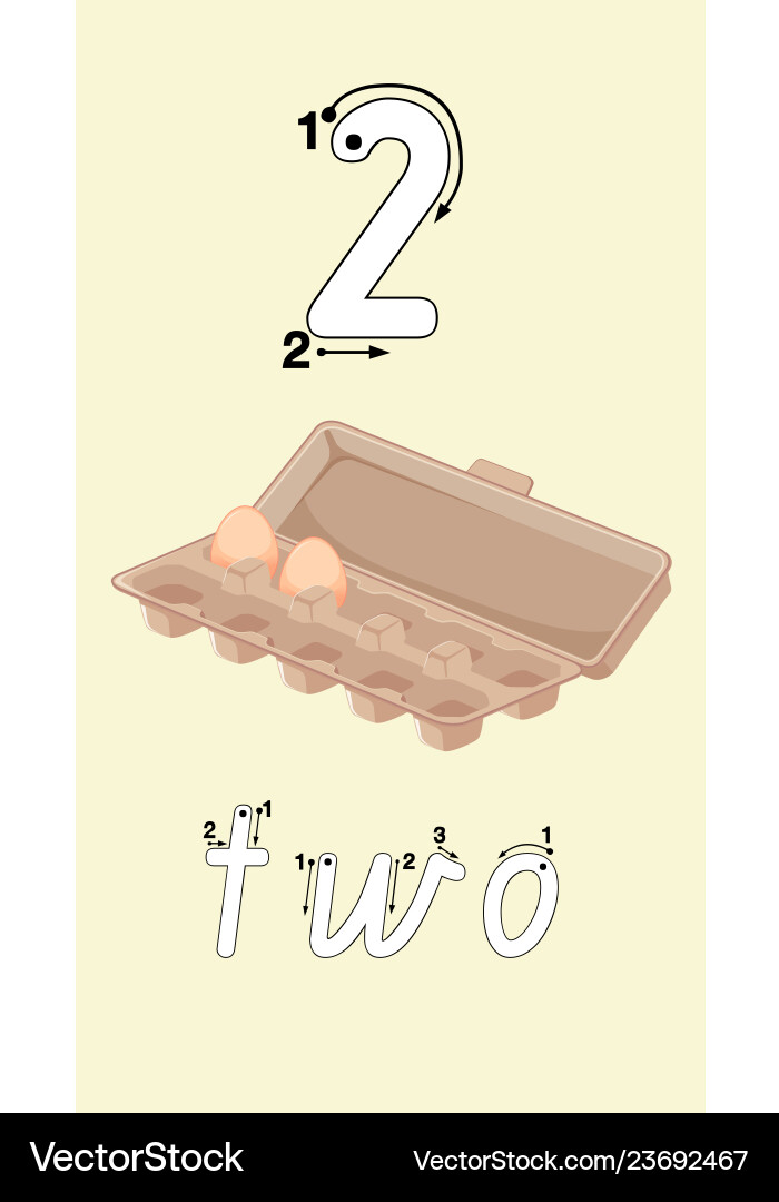Guide to write number two Guide to write number two vector image
