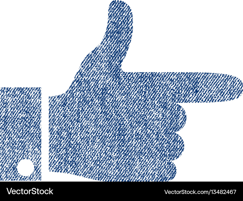 Hand pointer right fabric textured icon Hand pointer right fabric textured icon vector image