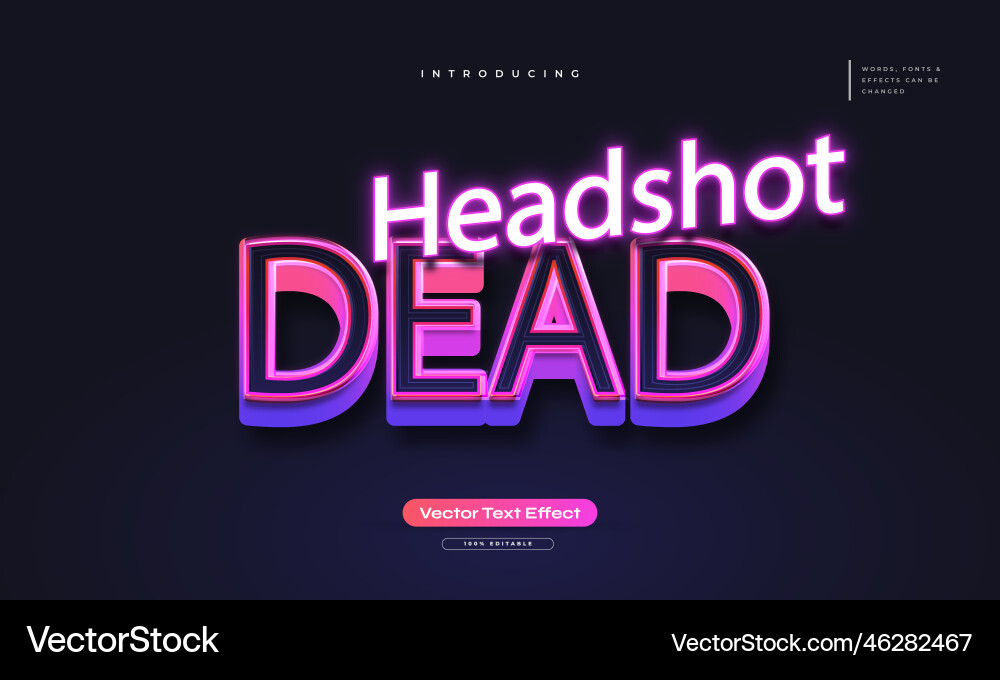 Headshot dead text with retro style neon effect Headshot dead text with retro style neon effect vector image