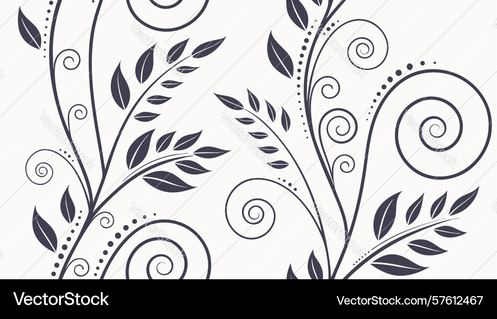 Intricate botanical scrollwork with leaves Vector Image