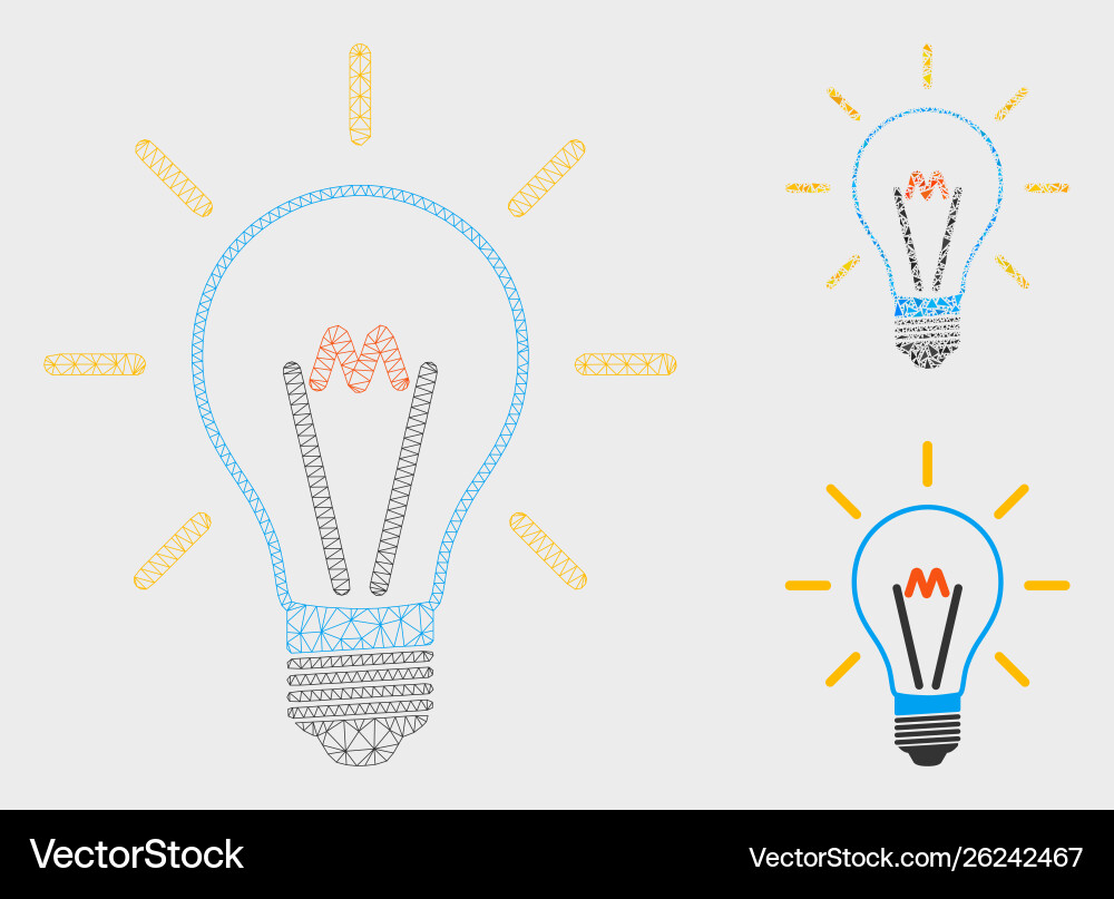 Invent bulb mesh carcass model and triangle Invent bulb mesh carcass model and triangle vector image