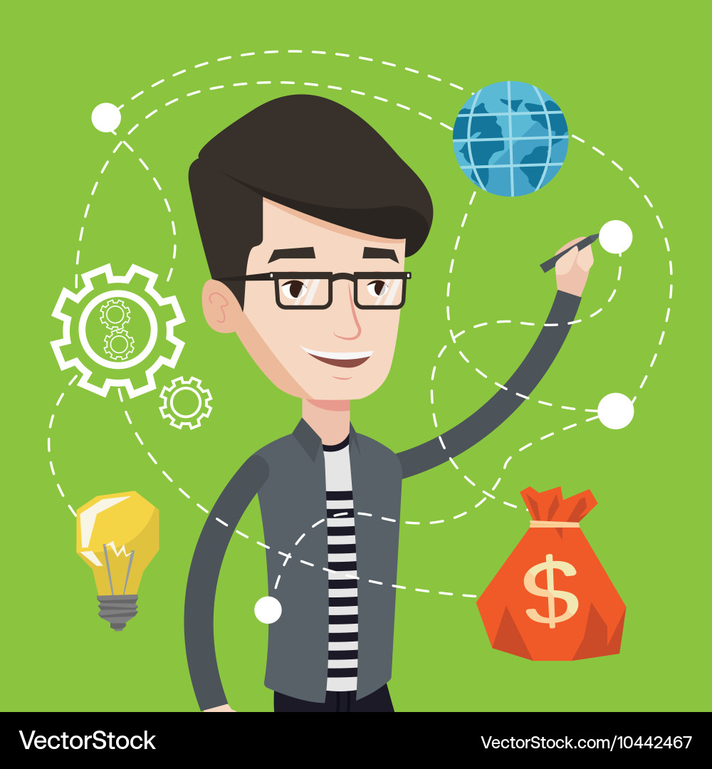 Man writing cloud computing on virtual screen vector image