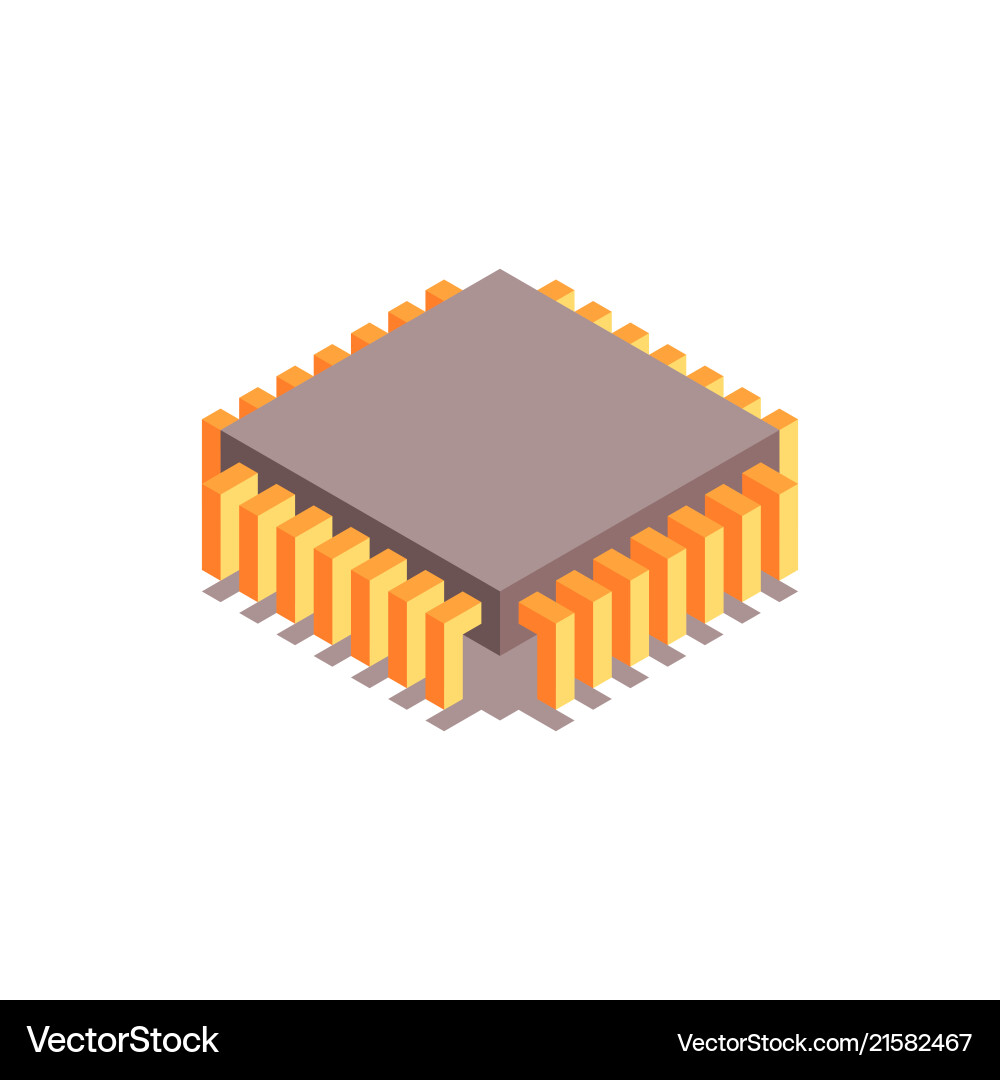 Microchip isometric icon central processing unit Microchip isometric icon central processing unit vector image