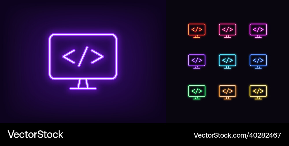 Programming icon in outline neon glowing Programming icon in outline neon glowing vector image