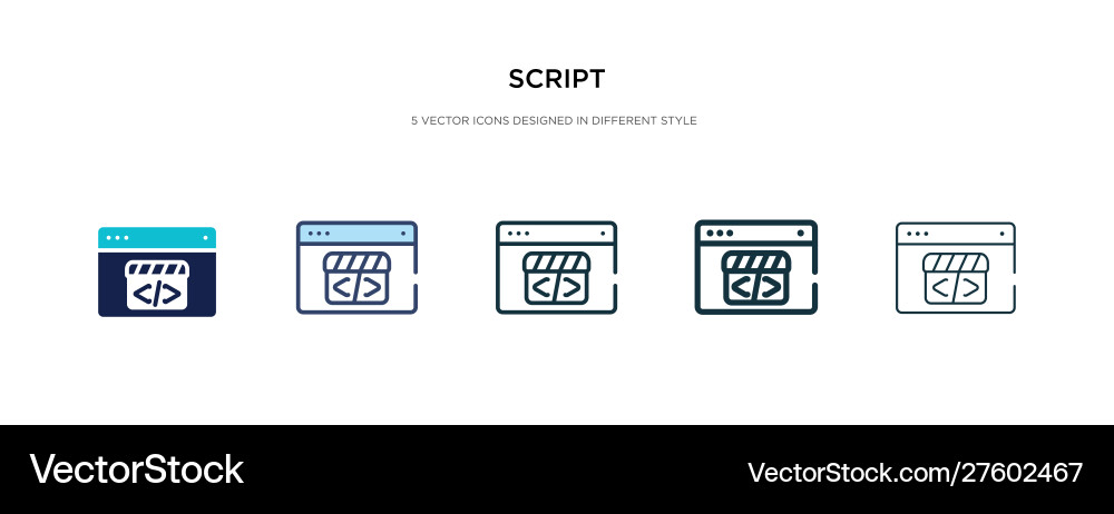 Script icon in different style two colored Script icon in different style two colored vector image