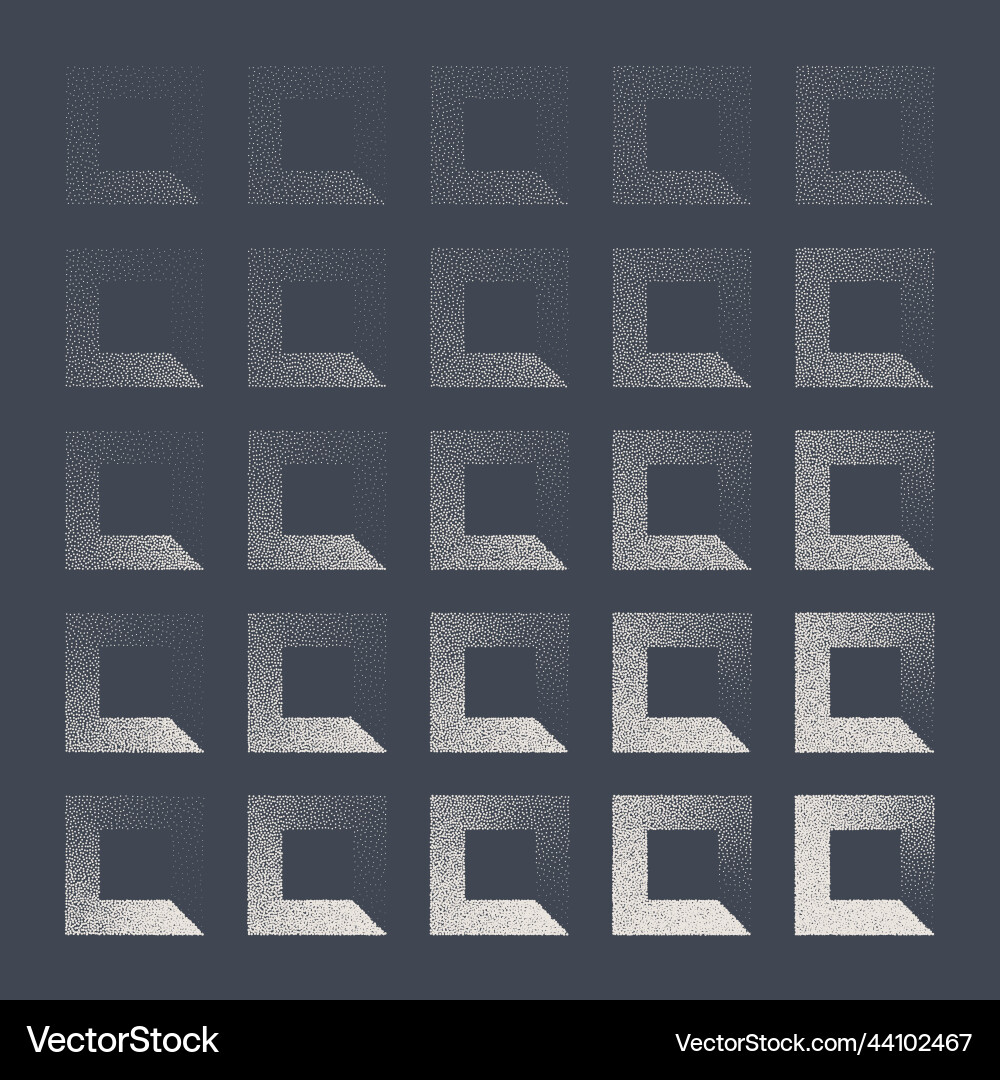 Square shaped dotted objects stipple elements Square shaped dotted objects stipple elements vector image