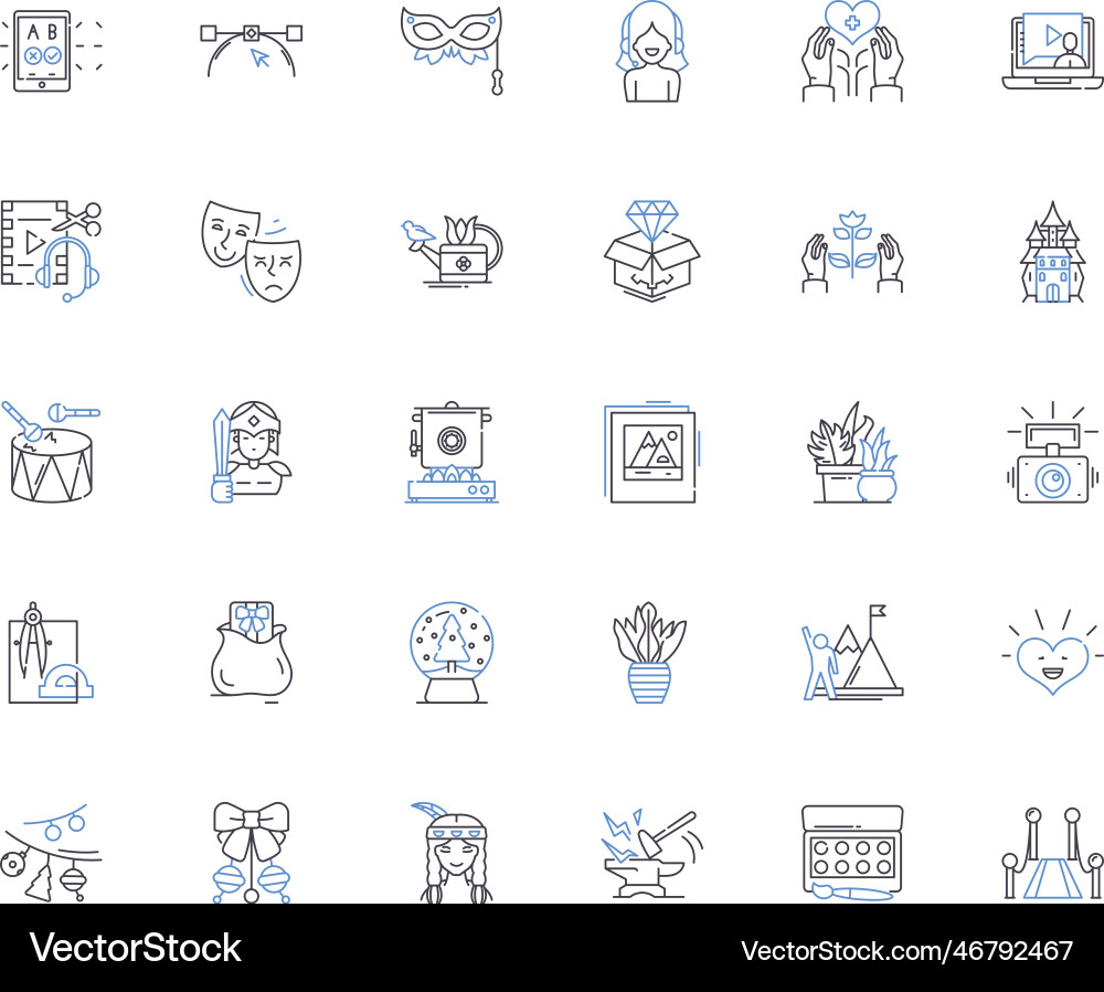 Technique line icons collection precision skill Vector Image