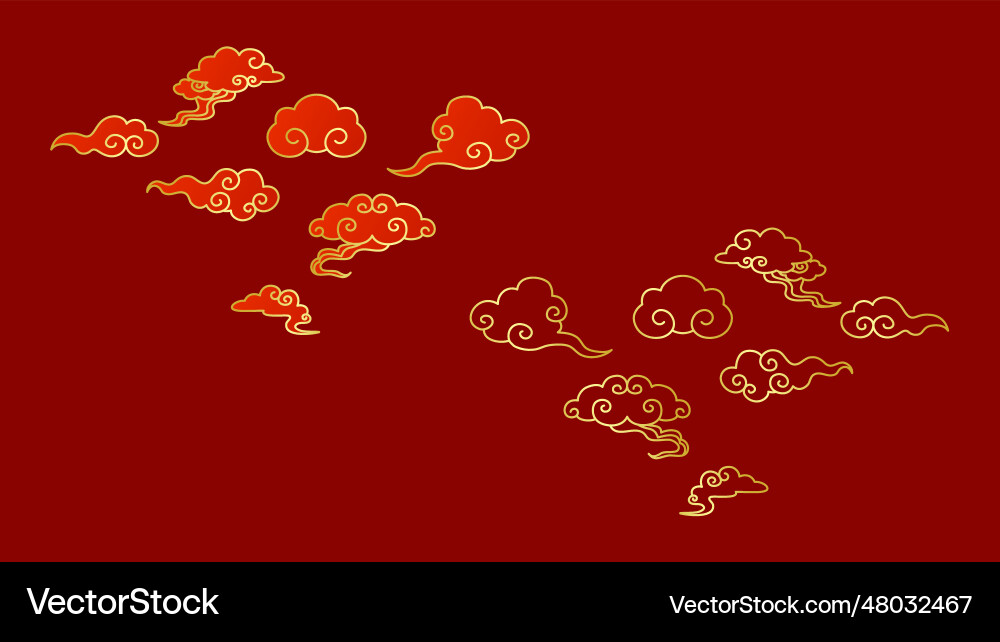 Traditional chinese golden clouds set Traditional chinese golden clouds set vector image