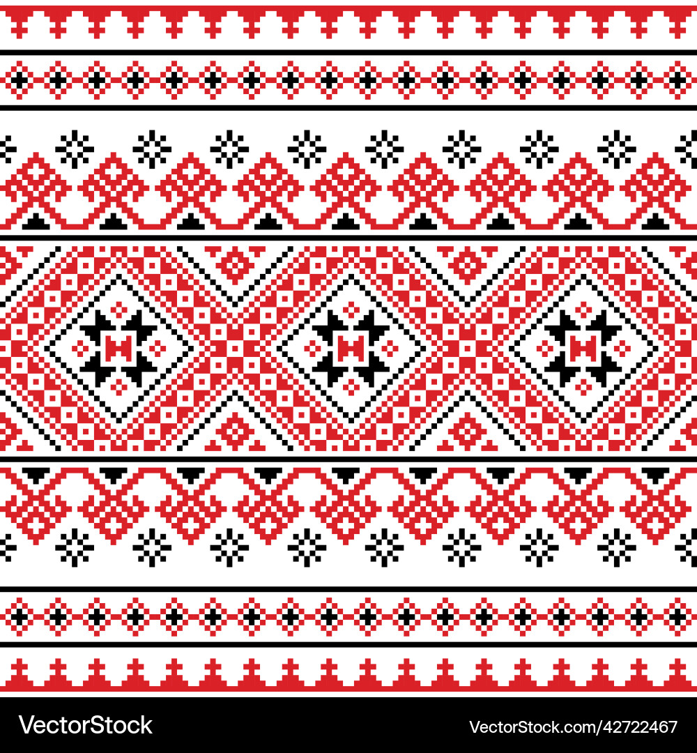 Ukrainian belarusian folk seamless pattern Ukrainian belarusian folk seamless pattern vector image