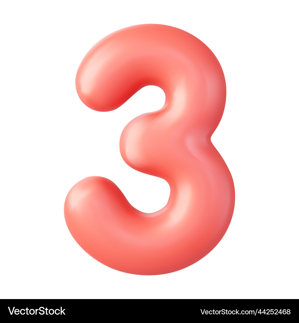 3D-Nummer 3 drei Zeichen rote Farbe 3D-Nummer 3 drei Zeichen rote Farbe vektorbild