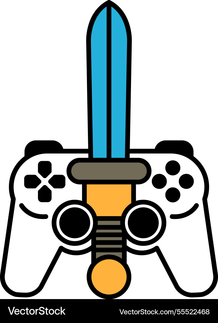 A video game controller with sword on top A video game controller with sword on top vector image