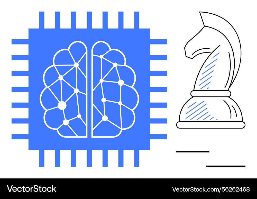 Artificial intelligence brain inside microchip Artificial intelligence brain inside microchip vector image
