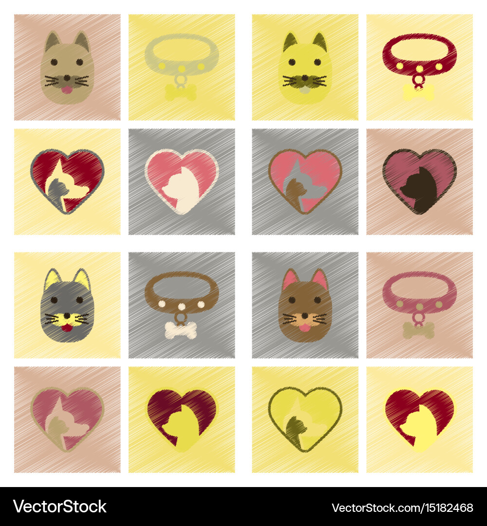 Assembly flat shading style icons dogs cats pets vector image