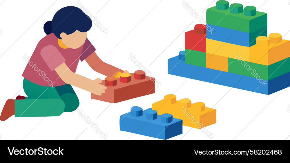 Child and Parent Building Blocks Vector Image