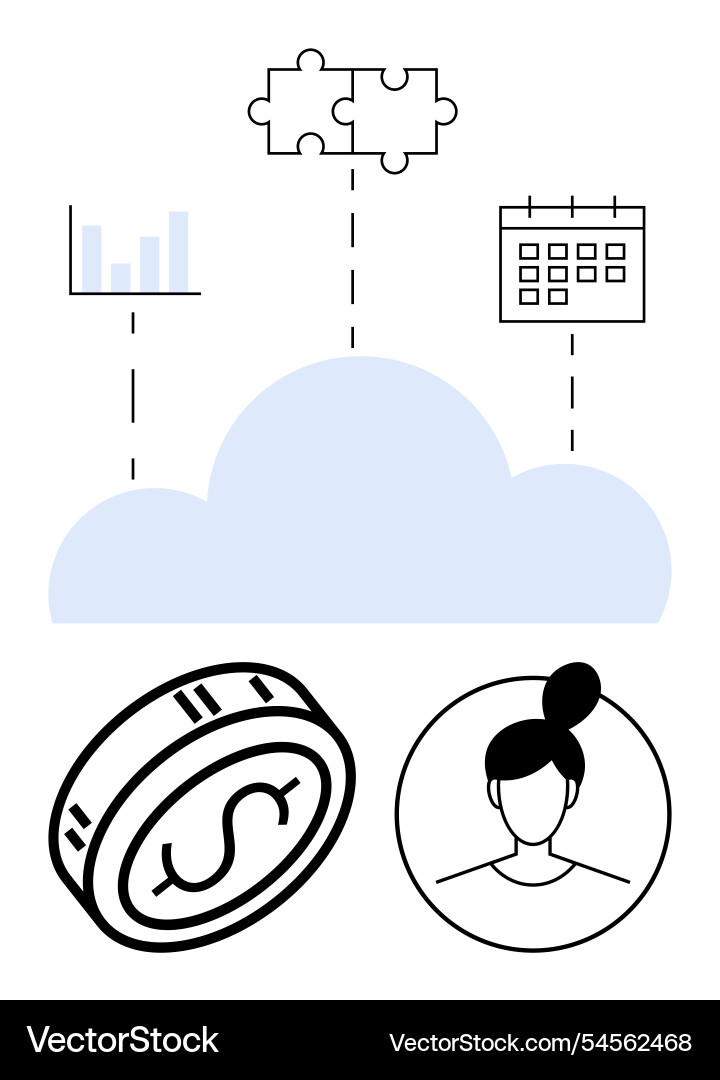 Cloud integration concept with calendar graphs Cloud integration concept with calendar graphs vector image