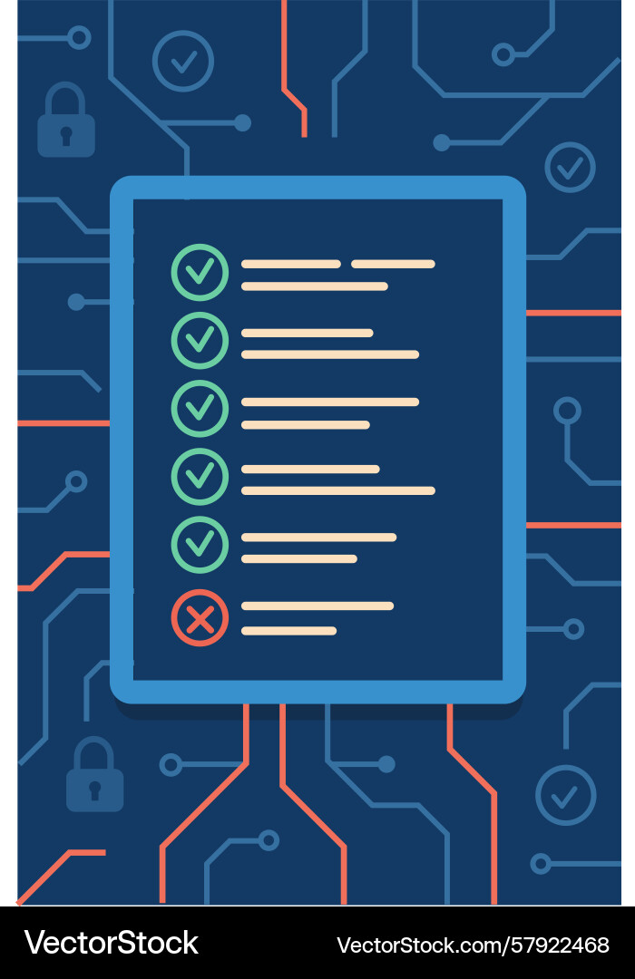 Completed tasks checklist on digital backdrop Completed tasks checklist on digital backdrop Vector Image