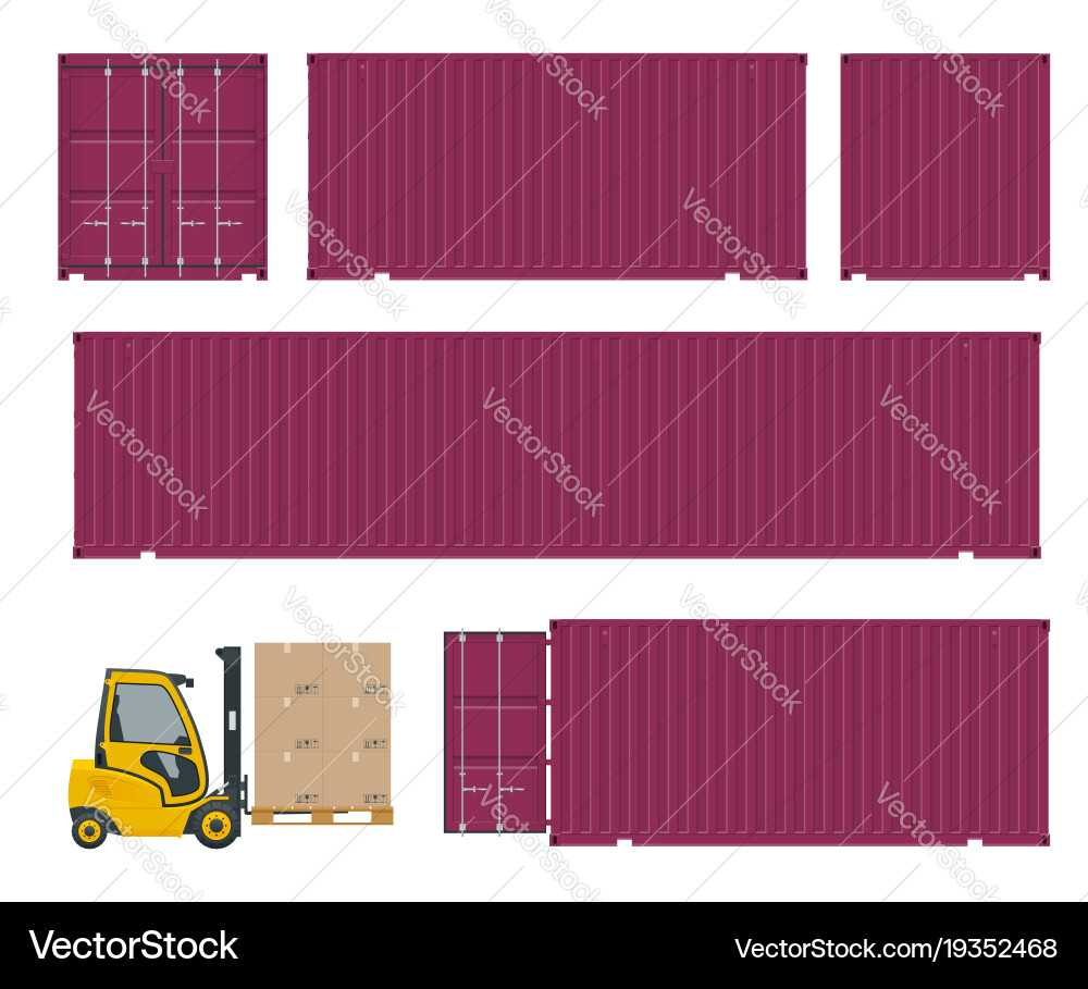 Container and Forklift Logistics Vector Image