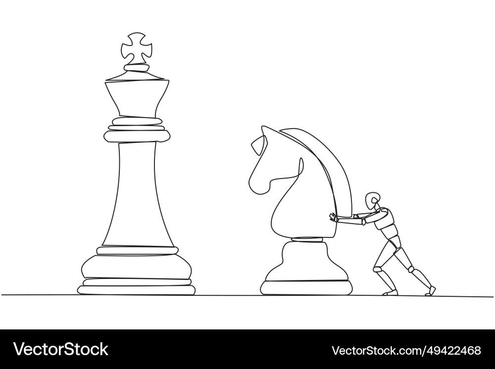 Continuous one line drawing smart robot future Vector Image