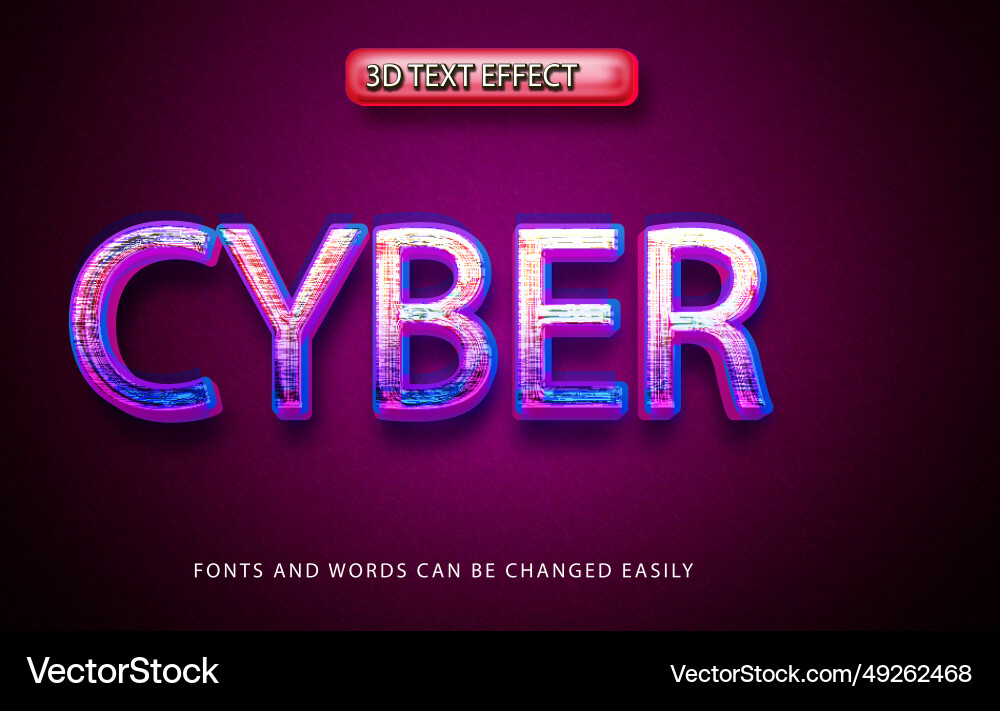 Cyber tech 3d editable text effect style Vector Image